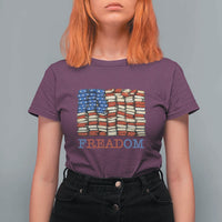 Freedom to Read Books Freadom T Shirt For Women USA Flag Patriotic Library Book Lover