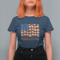 Freedom to Read Books Freadom T Shirt For Women USA Flag Patriotic Library Book Lover