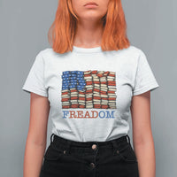 Freedom to Read Books Freadom T Shirt For Women USA Flag Patriotic Library Book Lover