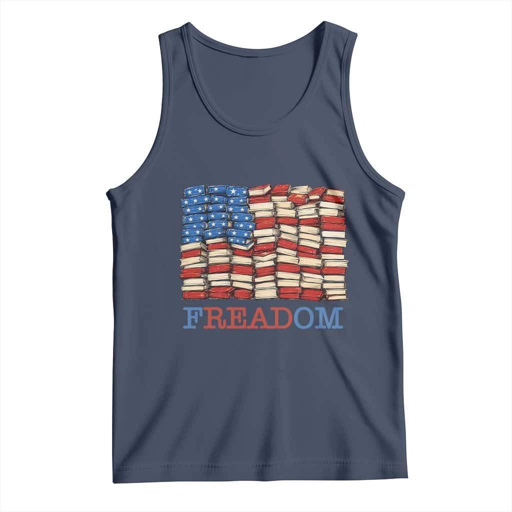 Freedom to Read Books Freadom Tank Top USA Flag Patriotic Library Book Lover