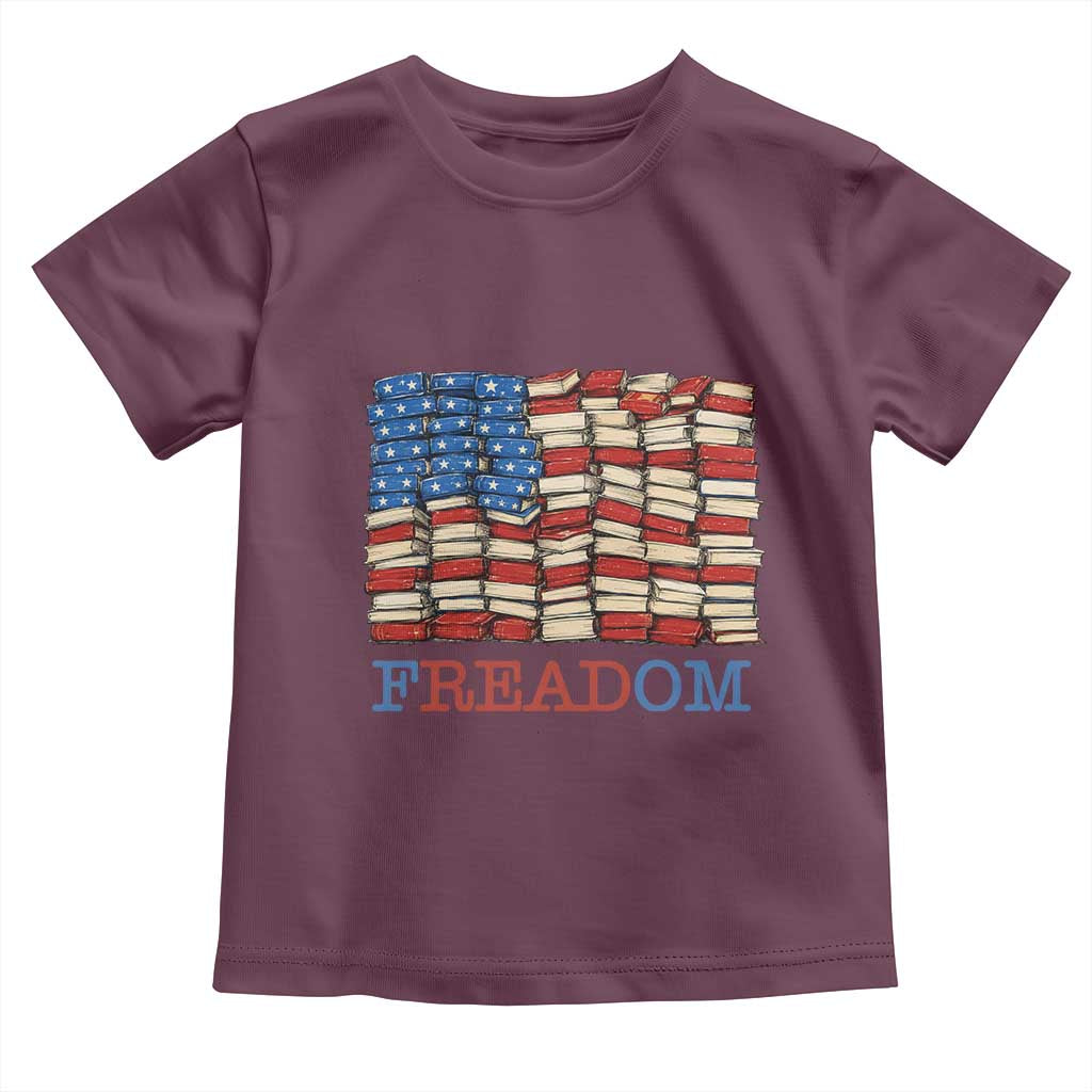 Freedom to Read Books Freadom Toddler T Shirt USA Flag Patriotic Library Book Lover
