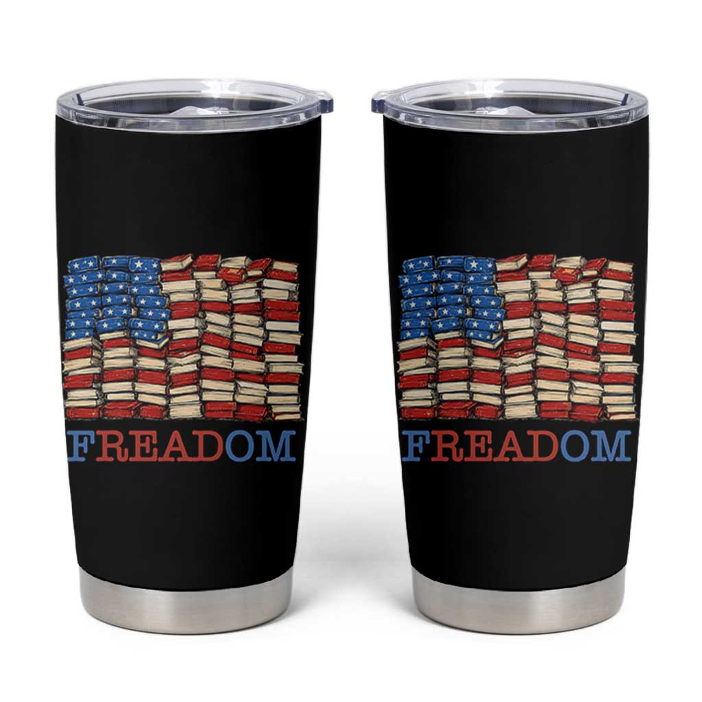 Freedom to Read Books Freadom Tumbler Cup USA Flag Patriotic Library Book Lover