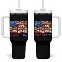 Freedom to Read Books Freadom Tumbler With Handle USA Flag Patriotic Library Book Lover