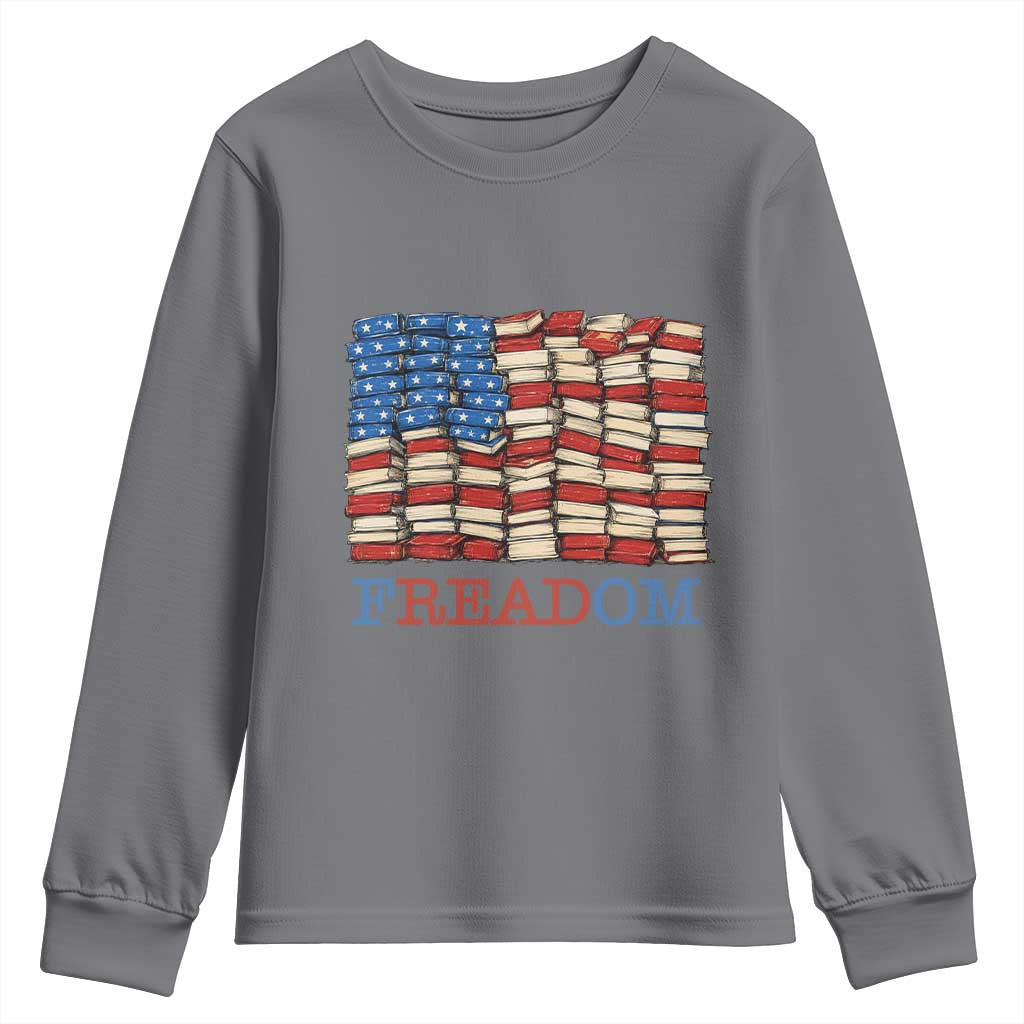 Freedom to Read Books Freadom Youth Sweatshirt USA Flag Patriotic Library Book Lover