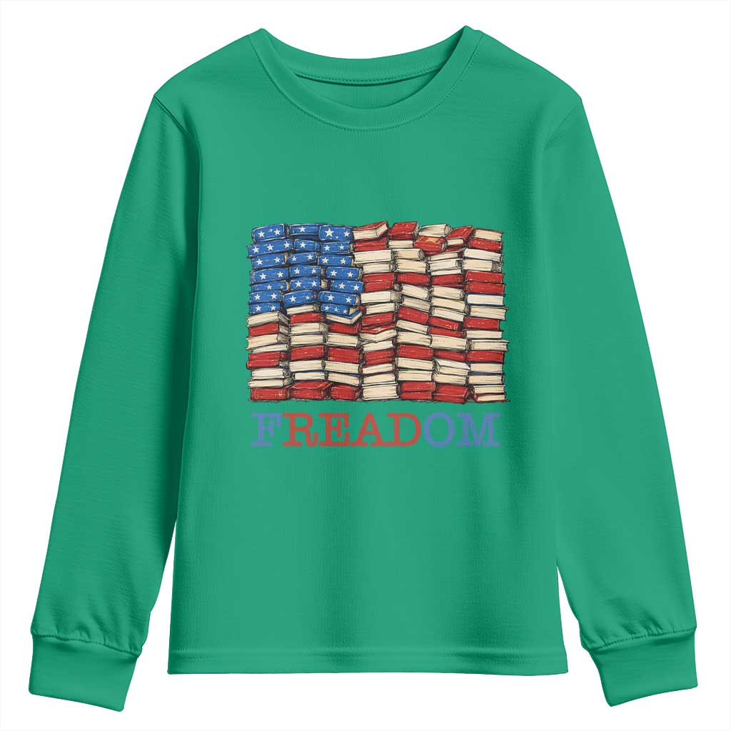 Freedom to Read Books Freadom Youth Sweatshirt USA Flag Patriotic Library Book Lover