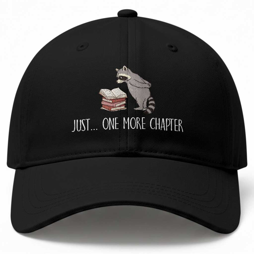 Just One More Chapter Baseball Cap Funny Raccoon Reading Book Lover Gift