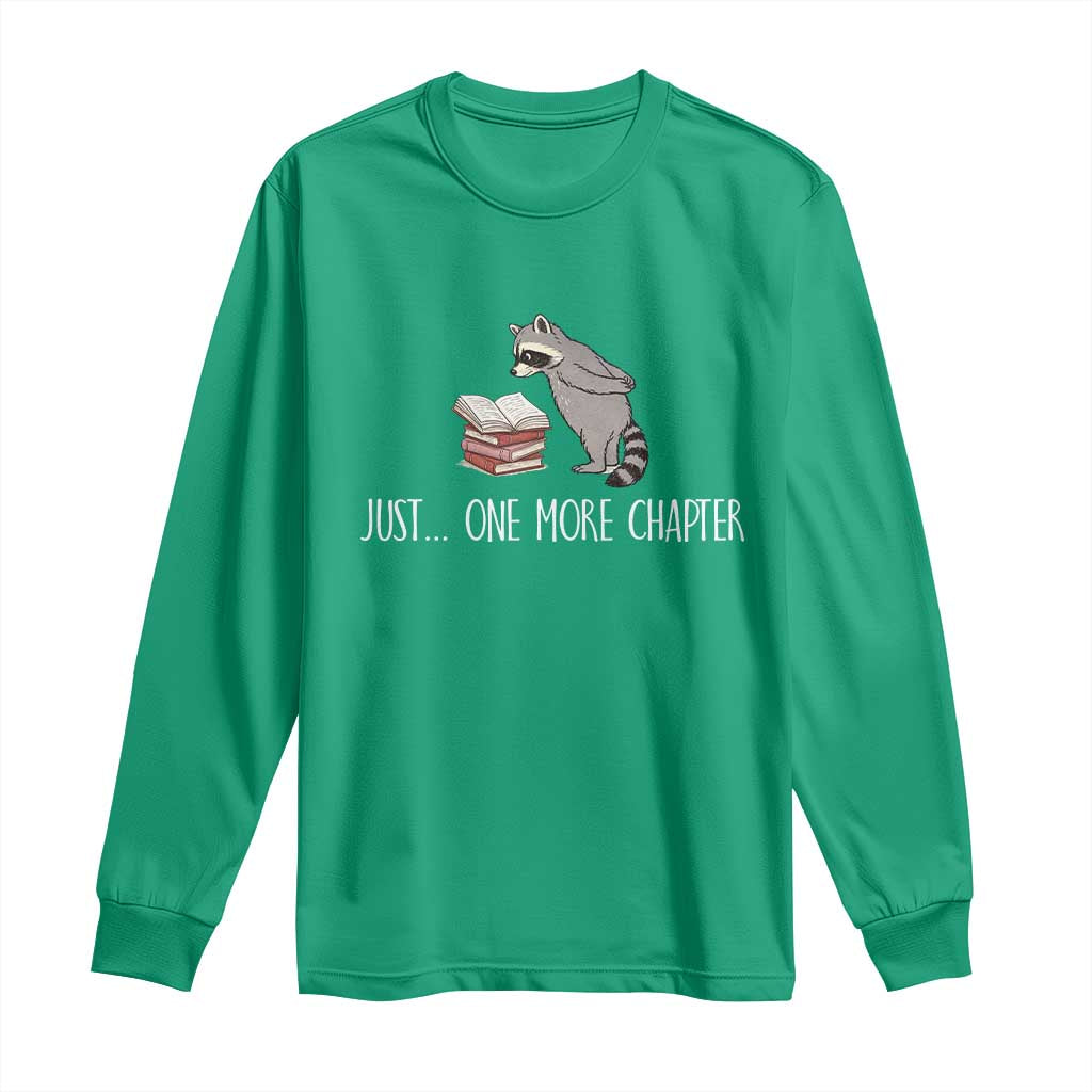 Just One More Chapter Long Sleeve Shirt Funny Raccoon Reading Book Lover Gift