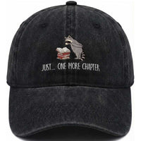 Just One More Chapter Washed Cotton Baseball Cap Funny Raccoon Reading Book Lover Gift