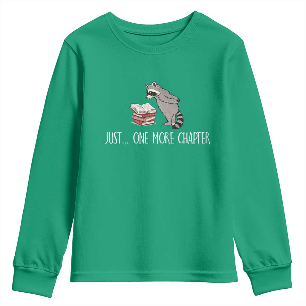 Just One More Chapter Youth Sweatshirt Funny Raccoon Reading Book Lover Gift