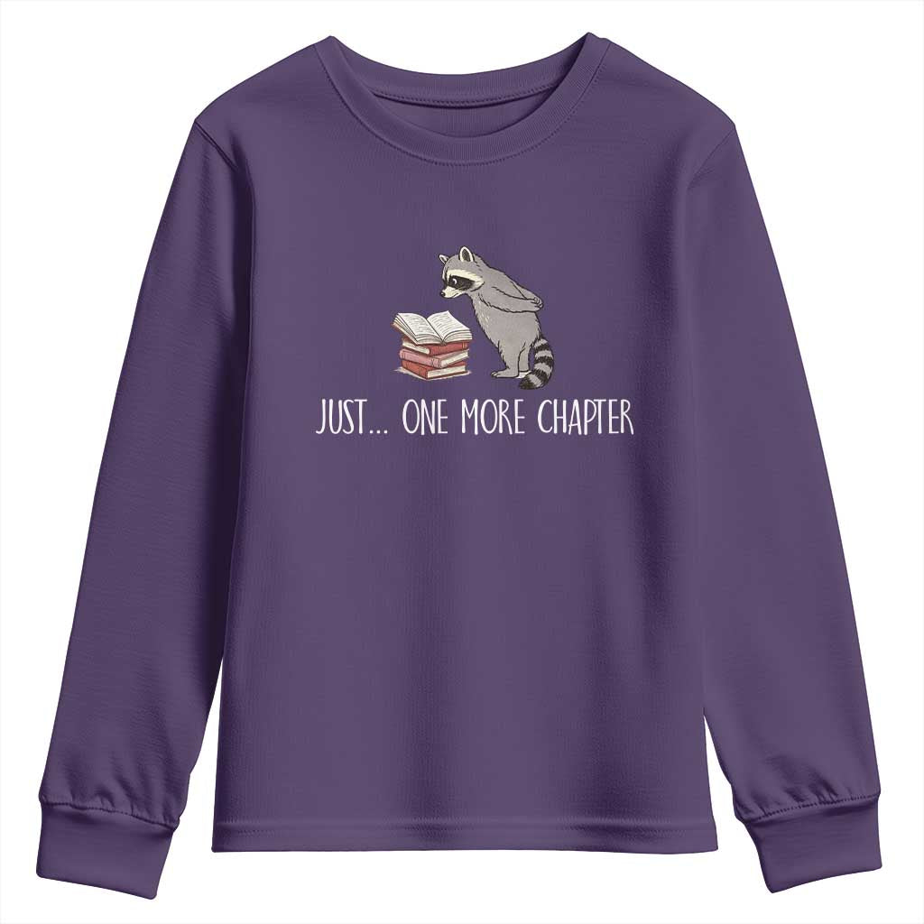 Just One More Chapter Youth Sweatshirt Funny Raccoon Reading Book Lover Gift