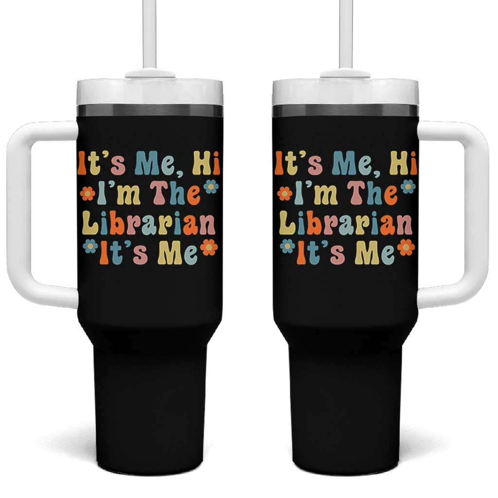 It's Me Hi I'm The Librarian Summer Reading Tumbler With Handle Funny Back to School