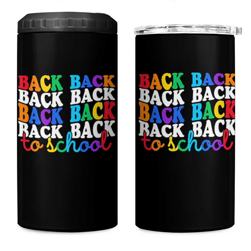 Groovy Back To School 4 in 1 Can Cooler Tumbler First Day of School Colorful Teacher Student Kids