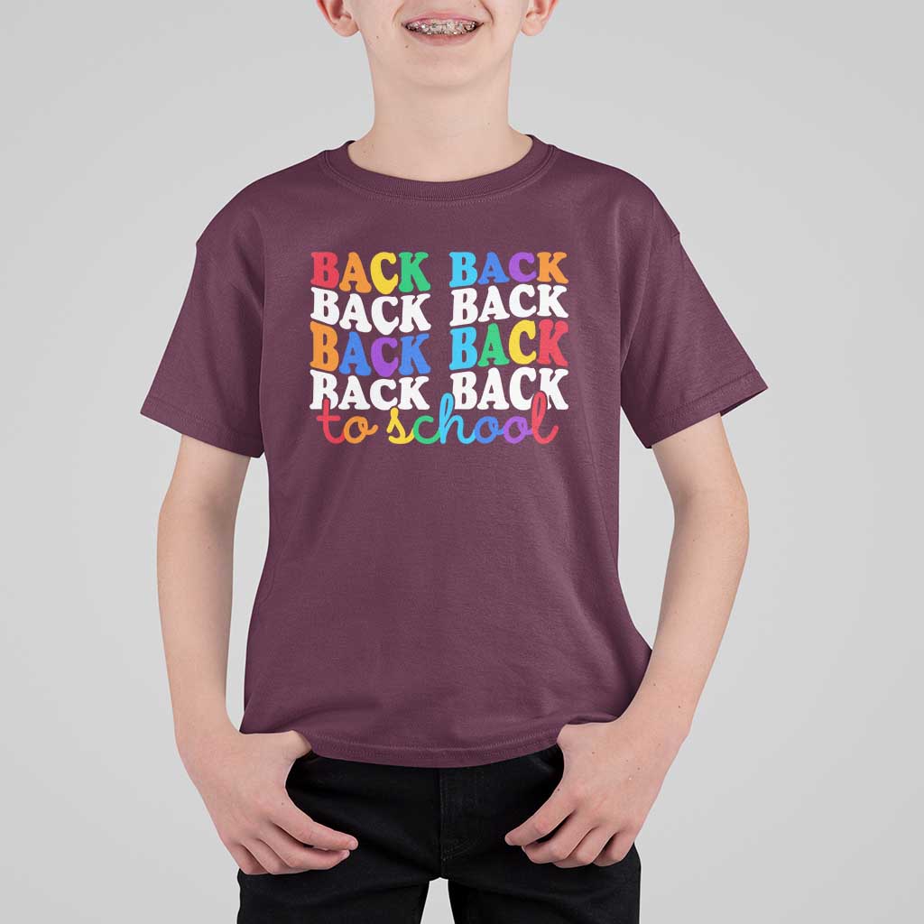 Groovy Back To School T Shirt For Kid First Day of School Colorful Teacher Student Kids