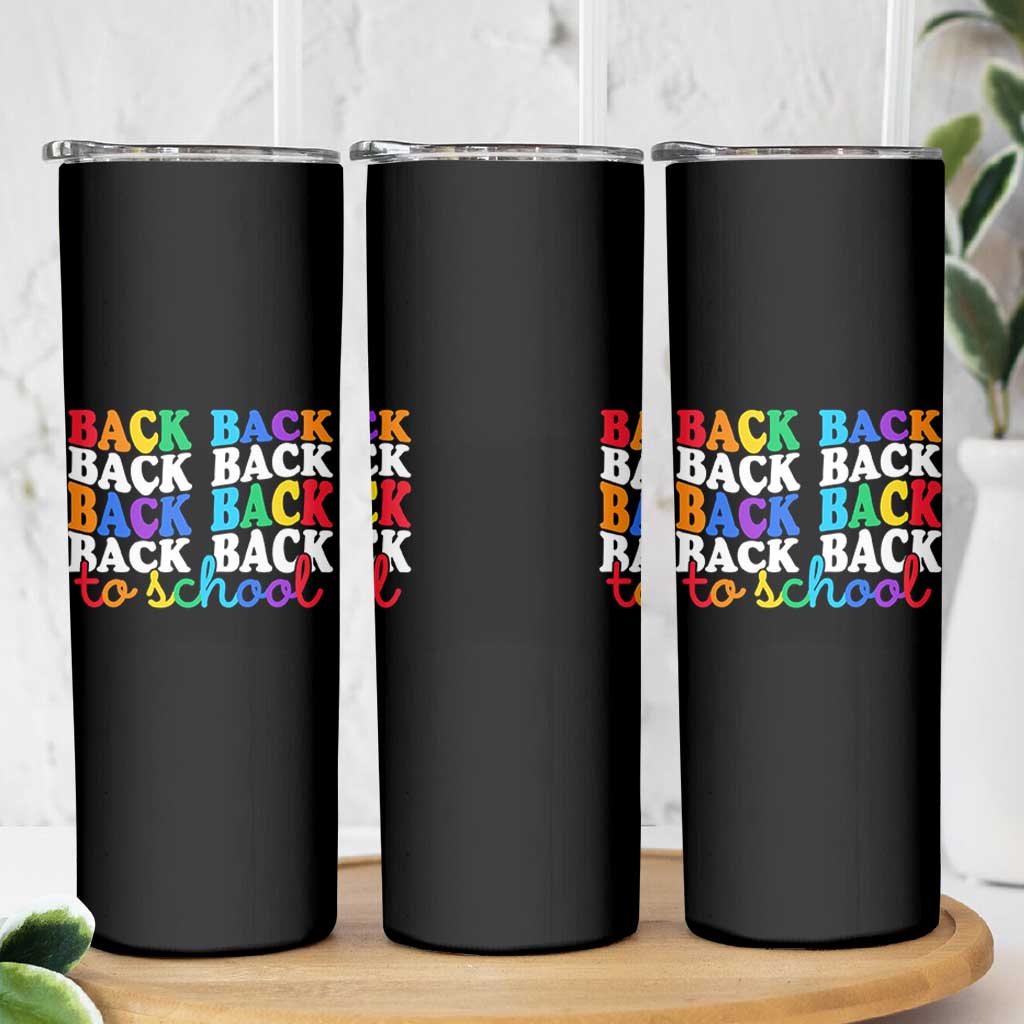 Groovy Back To School Skinny Tumbler First Day of School Colorful Teacher Student Kids