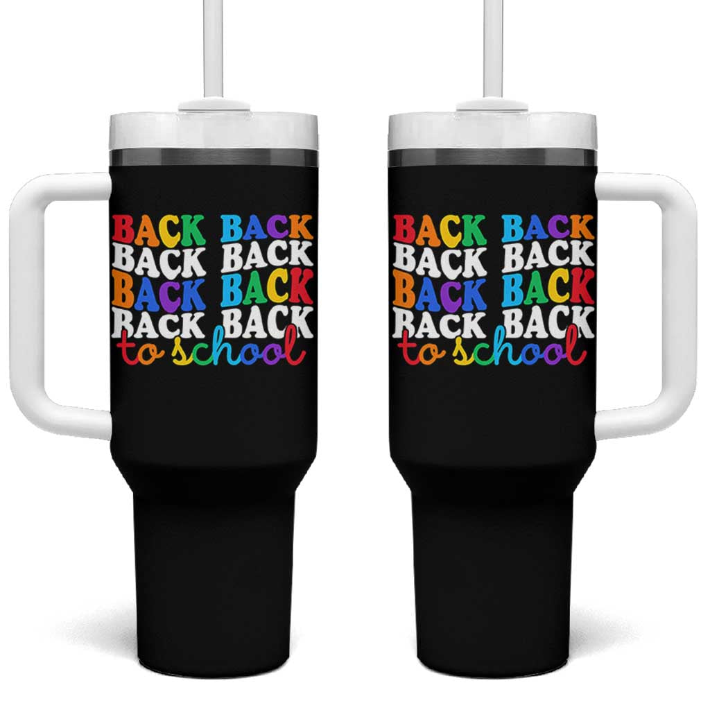 Groovy Back To School Tumbler With Handle First Day of School Colorful Teacher Student Kids