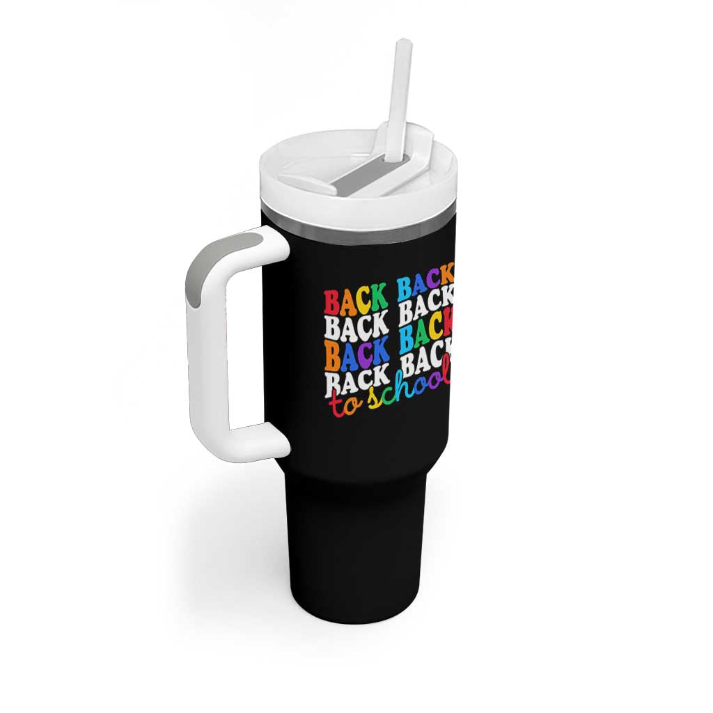 Groovy Back To School Tumbler With Handle First Day of School Colorful Teacher Student Kids