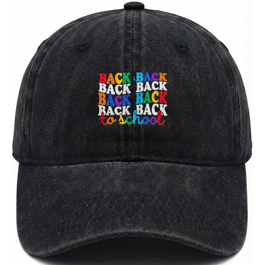 Groovy Back To School Washed Cotton Baseball Cap First Day of School Colorful Teacher Student Kids