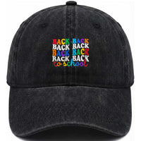 Groovy Back To School Washed Cotton Baseball Cap First Day of School Colorful Teacher Student Kids