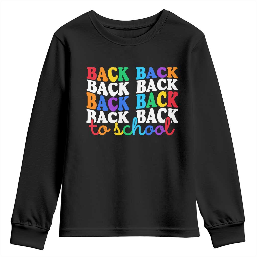 Groovy Back To School Youth Sweatshirt First Day of School Colorful Teacher Student Kids
