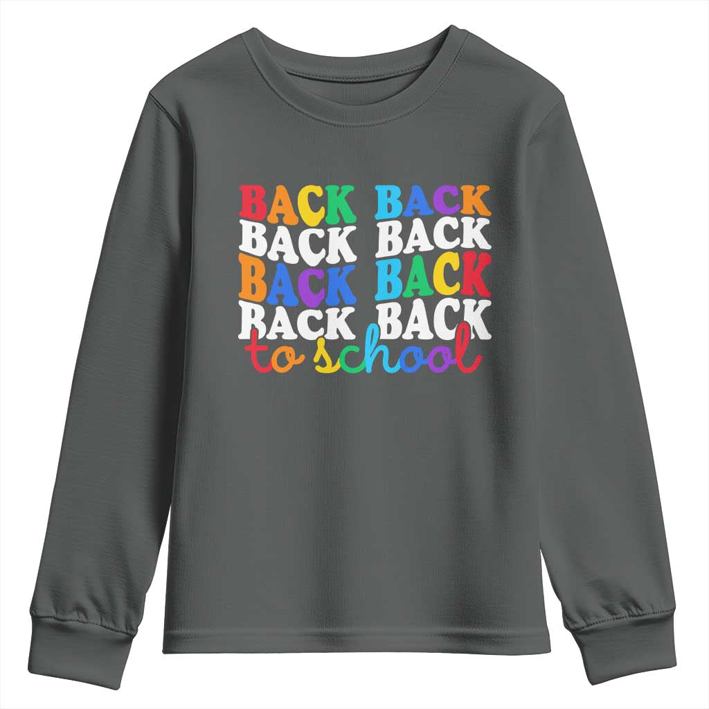 Groovy Back To School Youth Sweatshirt First Day of School Colorful Teacher Student Kids