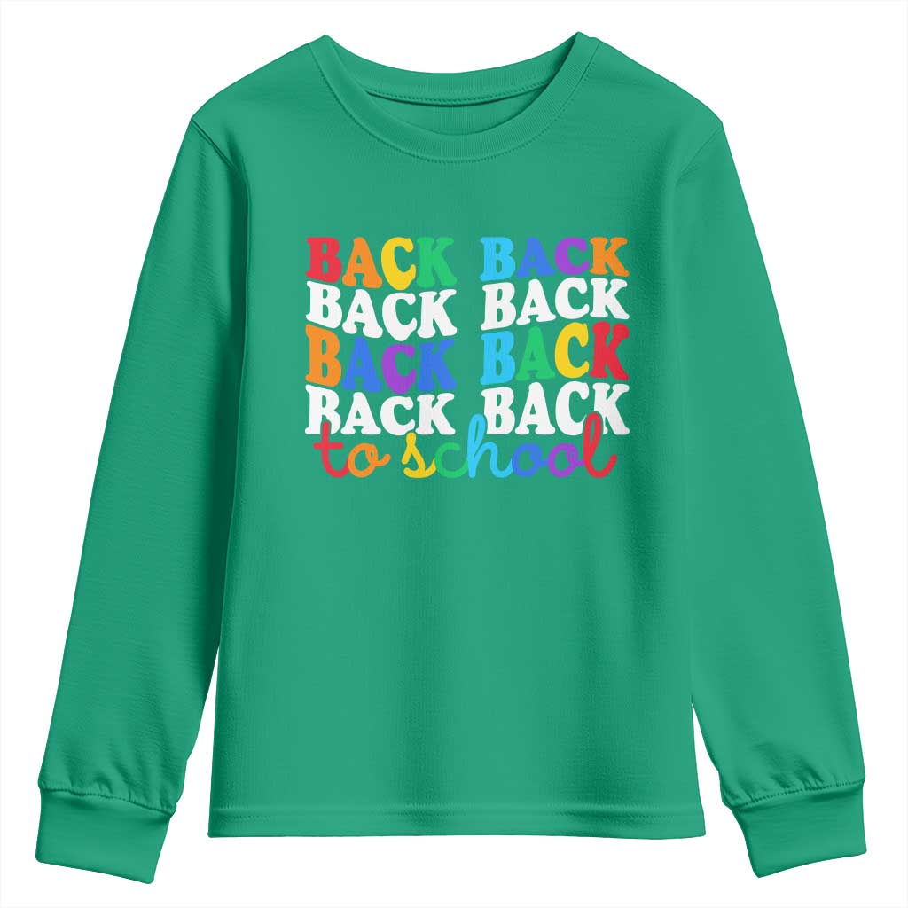 Groovy Back To School Youth Sweatshirt First Day of School Colorful Teacher Student Kids