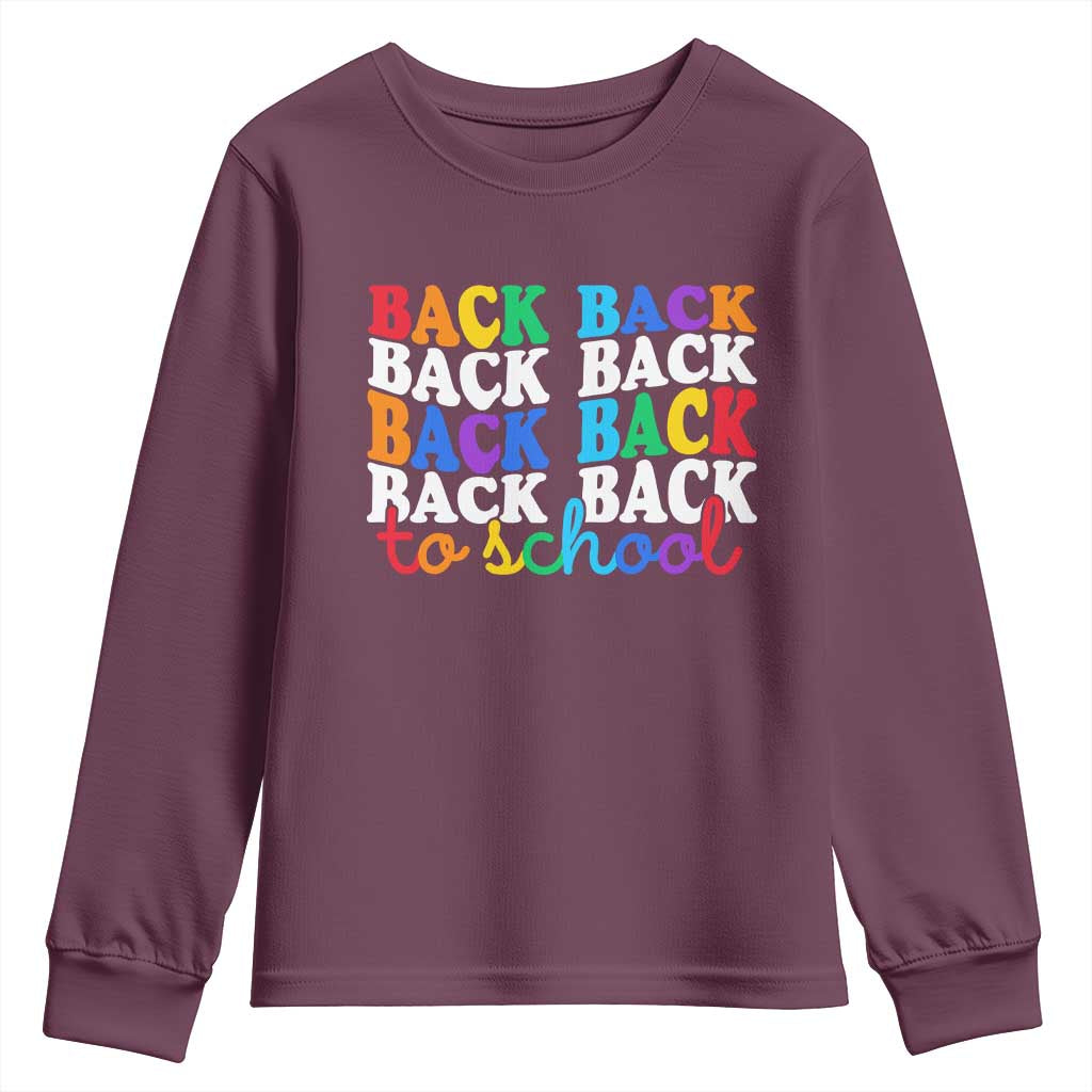 Groovy Back To School Youth Sweatshirt First Day of School Colorful Teacher Student Kids