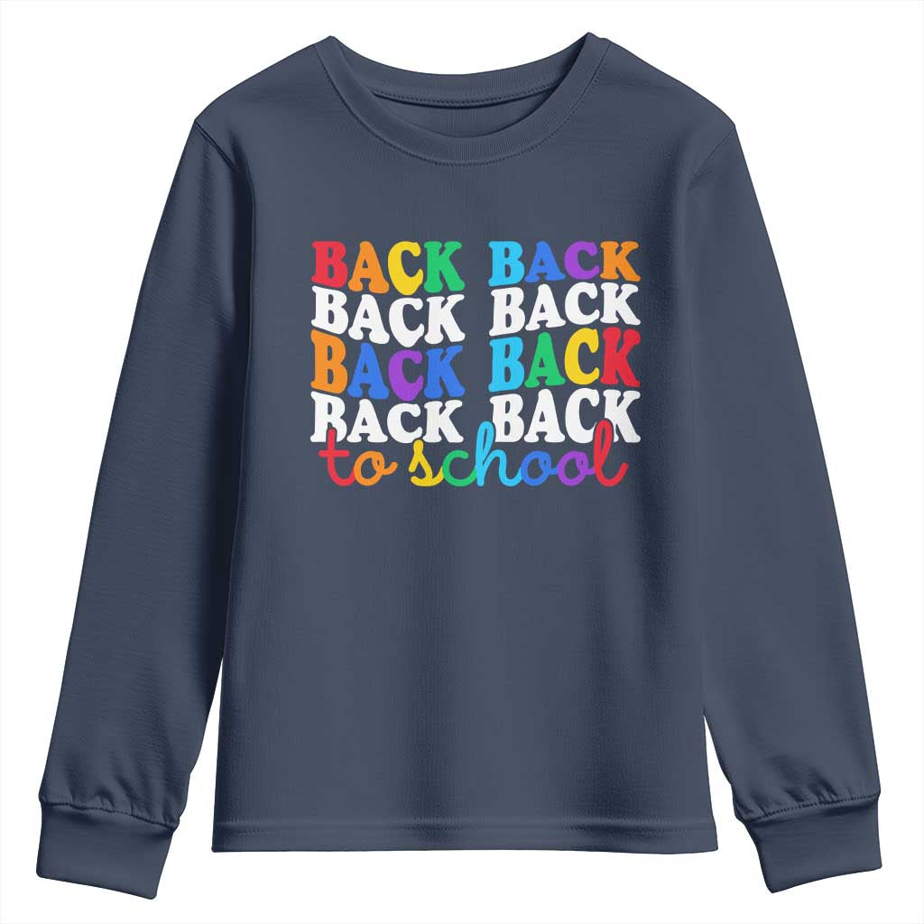 Groovy Back To School Youth Sweatshirt First Day of School Colorful Teacher Student Kids