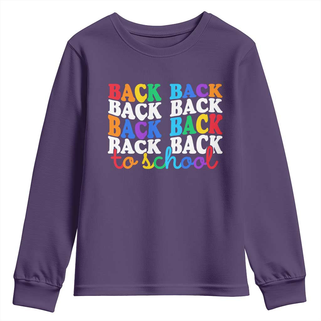 Groovy Back To School Youth Sweatshirt First Day of School Colorful Teacher Student Kids