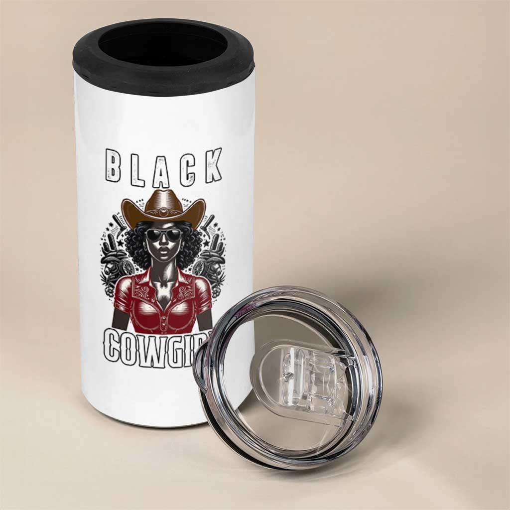 Black Cowgirl Rodeo 4 in 1 Can Cooler Tumbler African American Western Country Texas