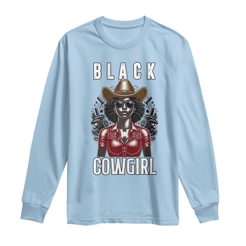 Black Cowgirl Rodeo Long Sleeve Shirt African American Western Country Texas - Wonder Print Shop