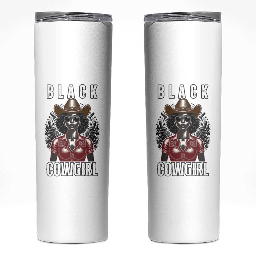 Black Cowgirl Rodeo Skinny Tumbler African American Western Country Texas