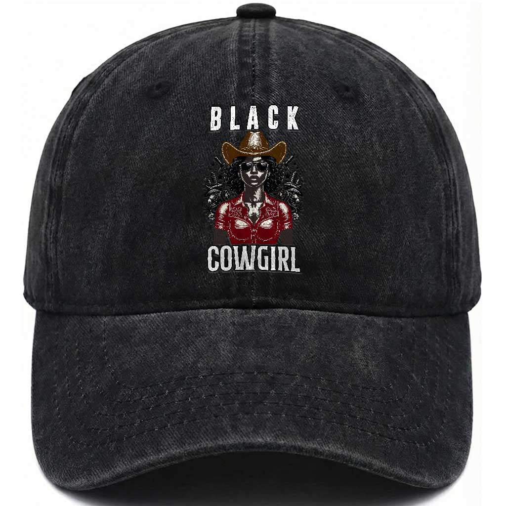 Black Cowgirl Rodeo Washed Cotton Baseball Cap African American Western Country Texas