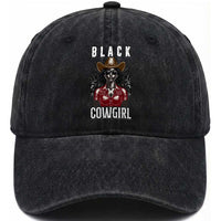Black Cowgirl Rodeo Washed Cotton Baseball Cap African American Western Country Texas
