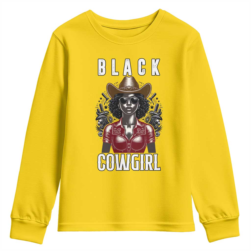 Black Cowgirl Rodeo Youth Sweatshirt African American Western Country Texas - Wonder Print Shop