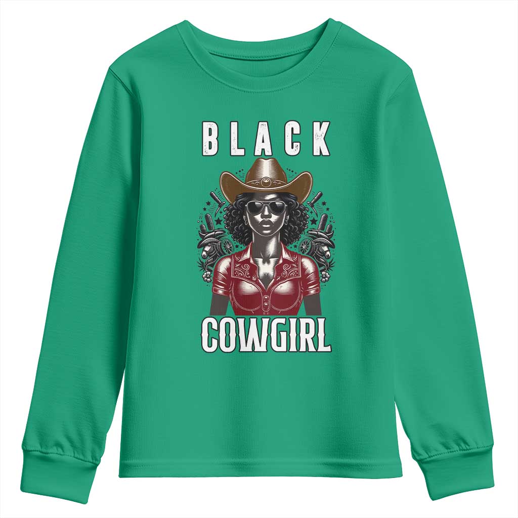 Black Cowgirl Rodeo Youth Sweatshirt African American Western Country Texas - Wonder Print Shop