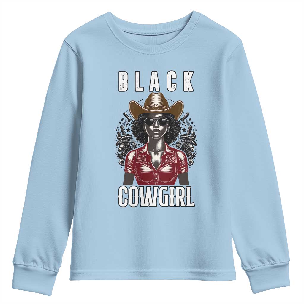 Black Cowgirl Rodeo Youth Sweatshirt African American Western Country Texas - Wonder Print Shop