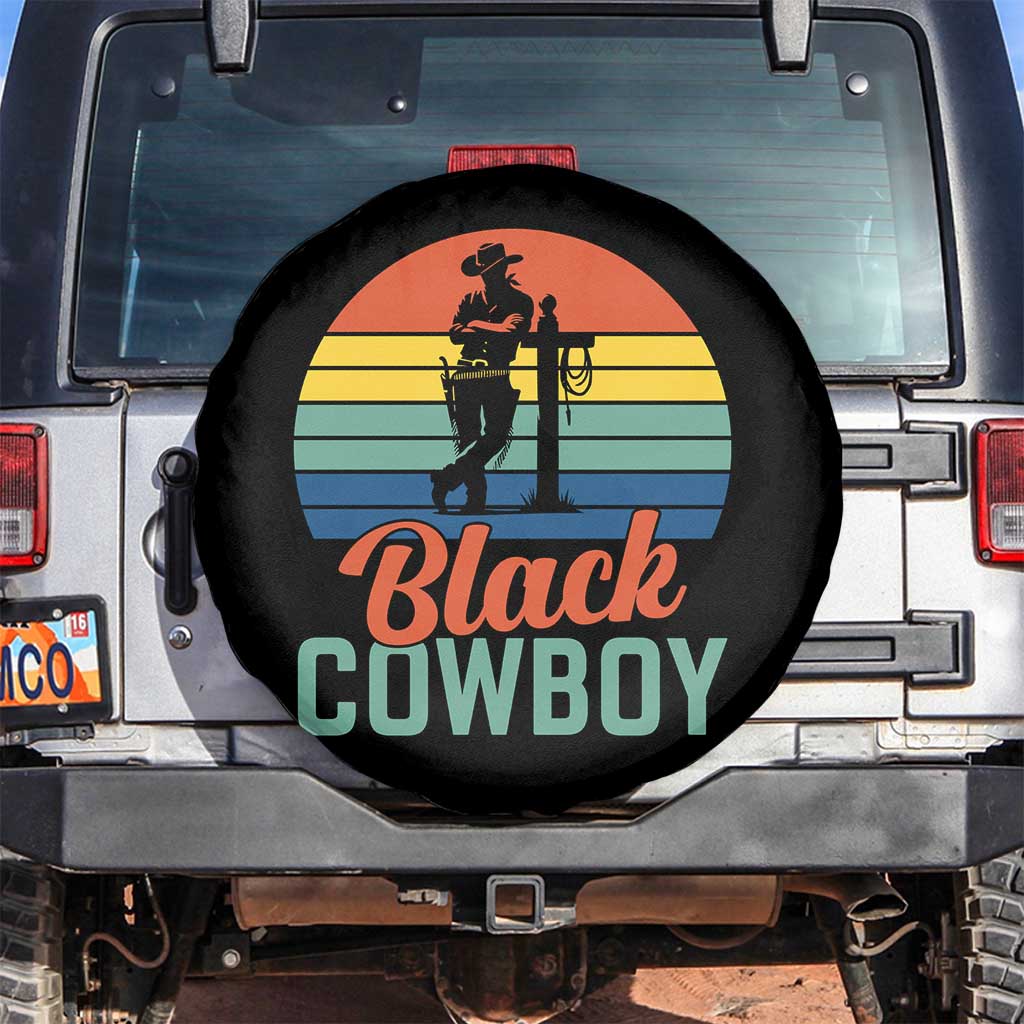 Black Cowboy Sunset Spare Tire Cover Western Rodeo Cross - Wonder Print Shop