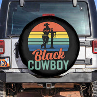 Black Cowboy Sunset Spare Tire Cover Western Rodeo Cross - Wonder Print Shop