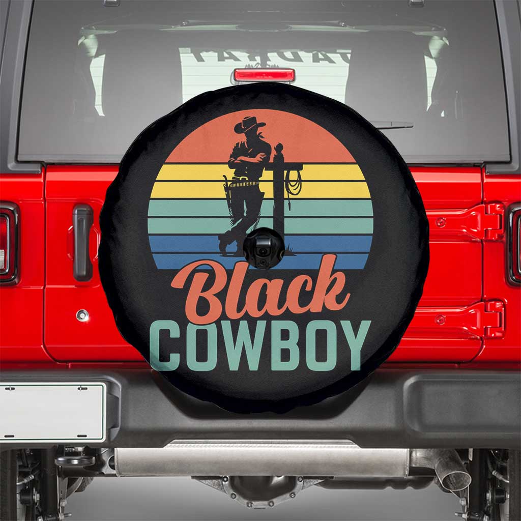 Black Cowboy Sunset Spare Tire Cover Western Rodeo Cross - Wonder Print Shop
