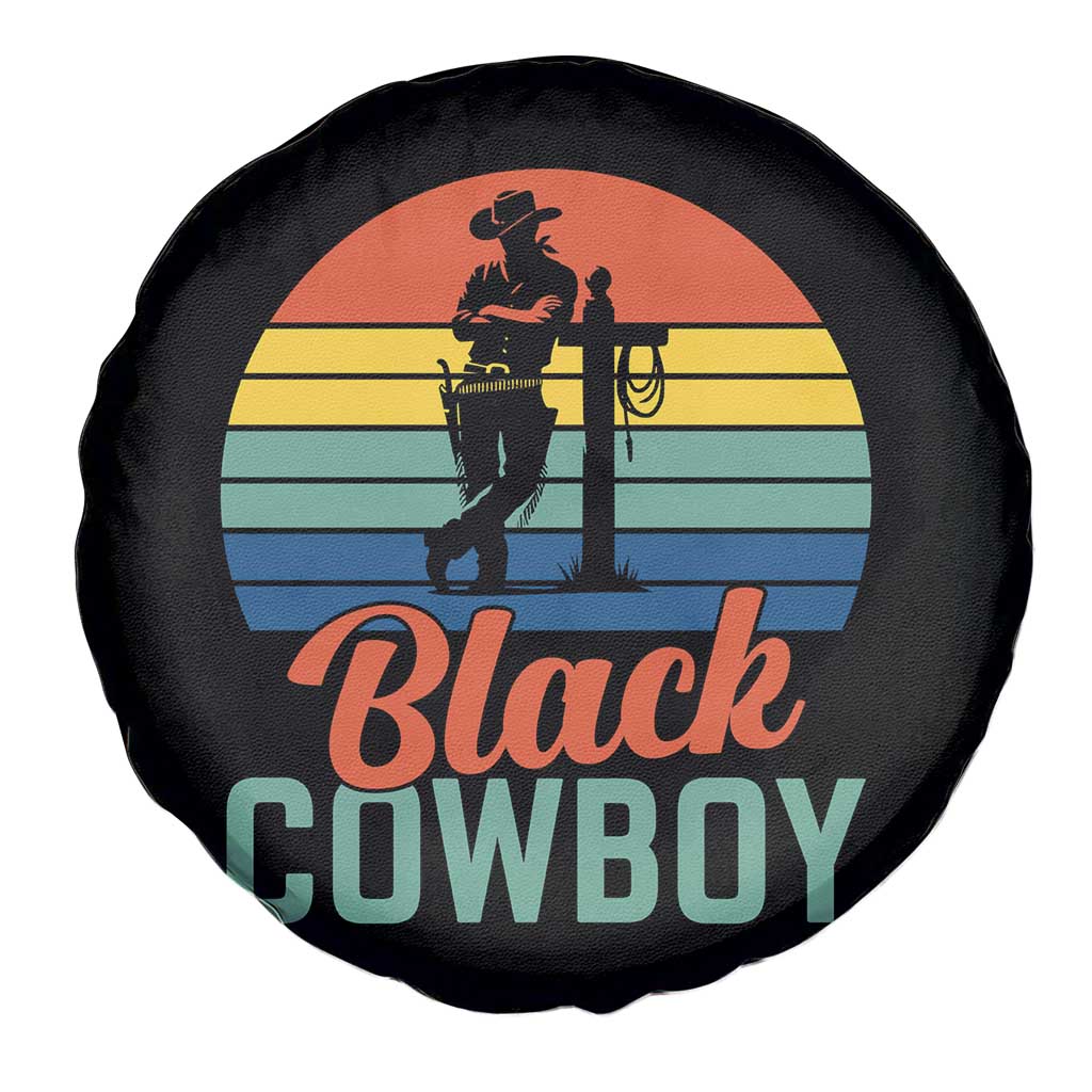 Black Cowboy Sunset Spare Tire Cover Western Rodeo Cross - Wonder Print Shop