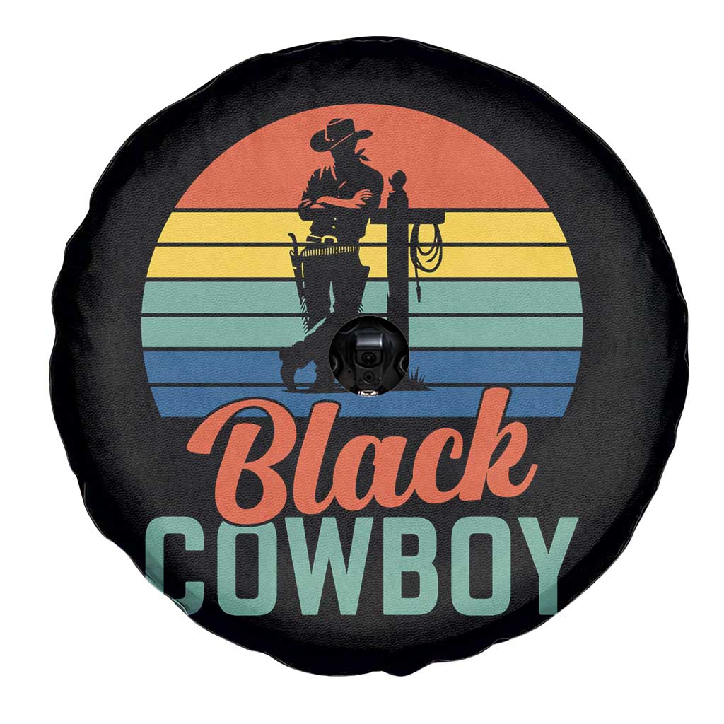 Black Cowboy Sunset Spare Tire Cover Western Rodeo Cross - Wonder Print Shop