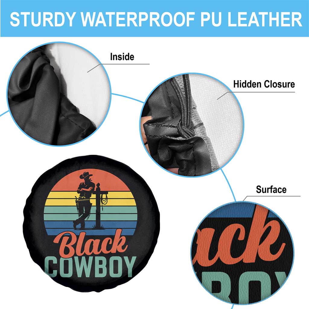 Black Cowboy Sunset Spare Tire Cover Western Rodeo Cross - Wonder Print Shop