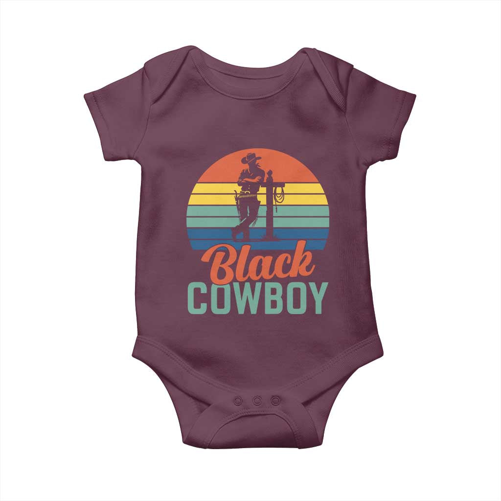 Black Cowboy Sunset Baby Onesie Western Rodeo Cross - Wonder Print Shop