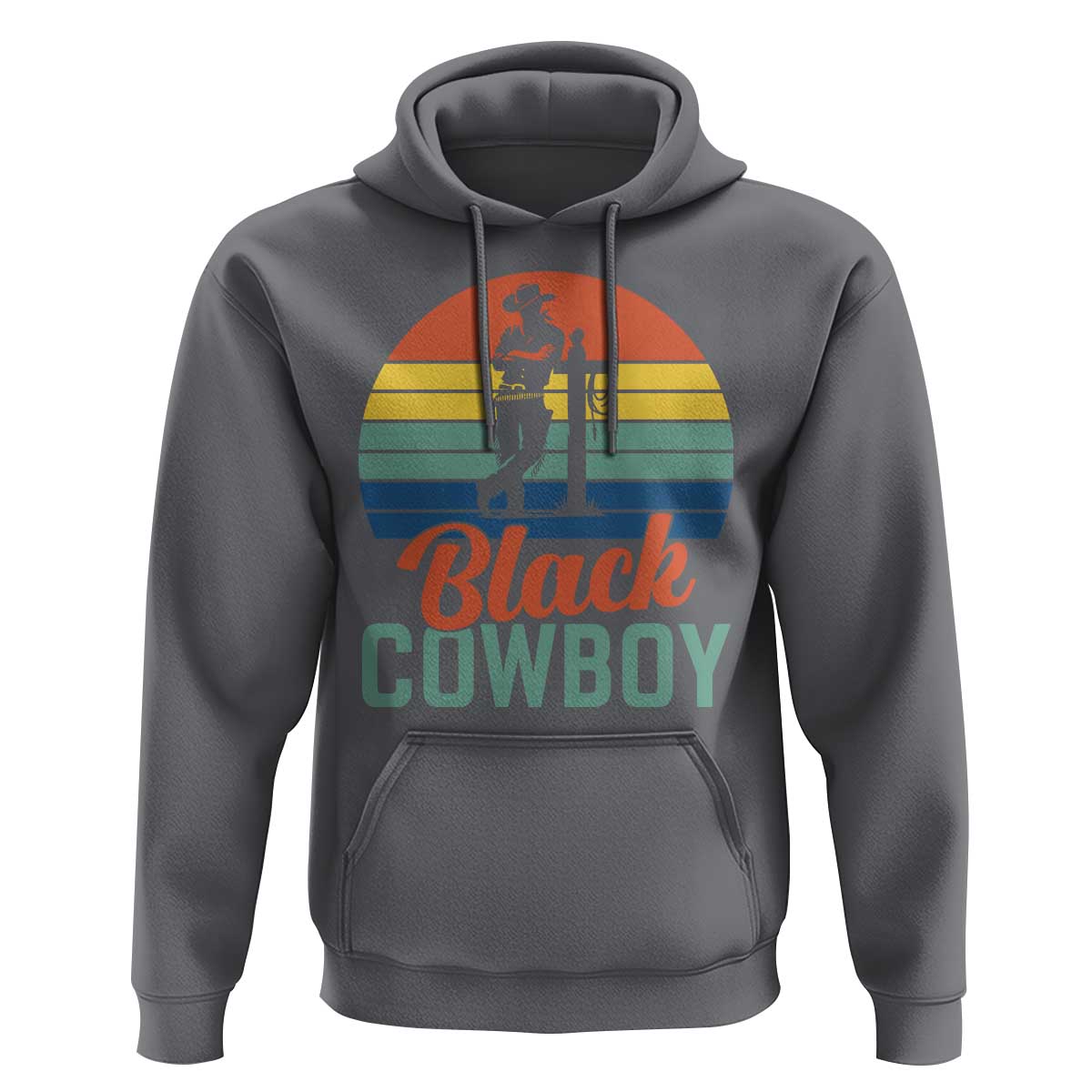 Black Cowboy Sunset Hoodie Western Rodeo Cross - Wonder Print Shop