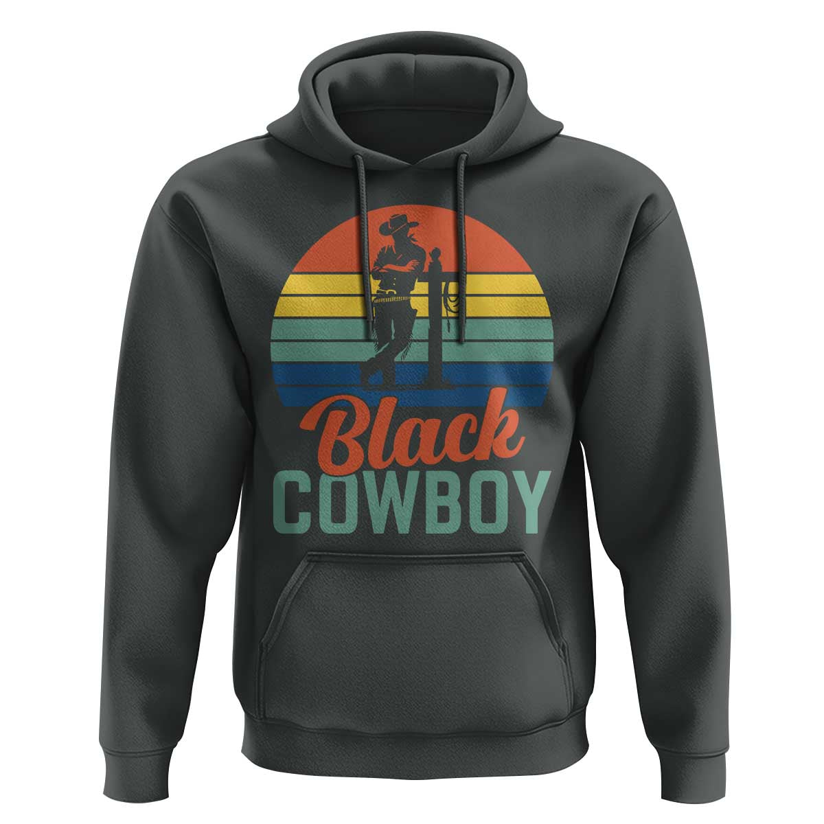 Black Cowboy Sunset Hoodie Western Rodeo Cross - Wonder Print Shop