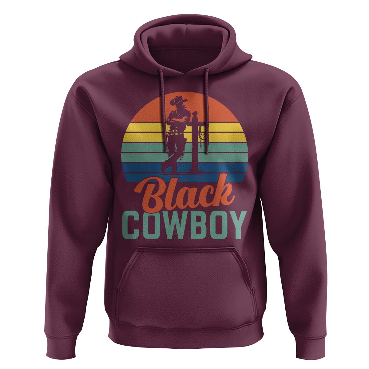 Black Cowboy Sunset Hoodie Western Rodeo Cross - Wonder Print Shop