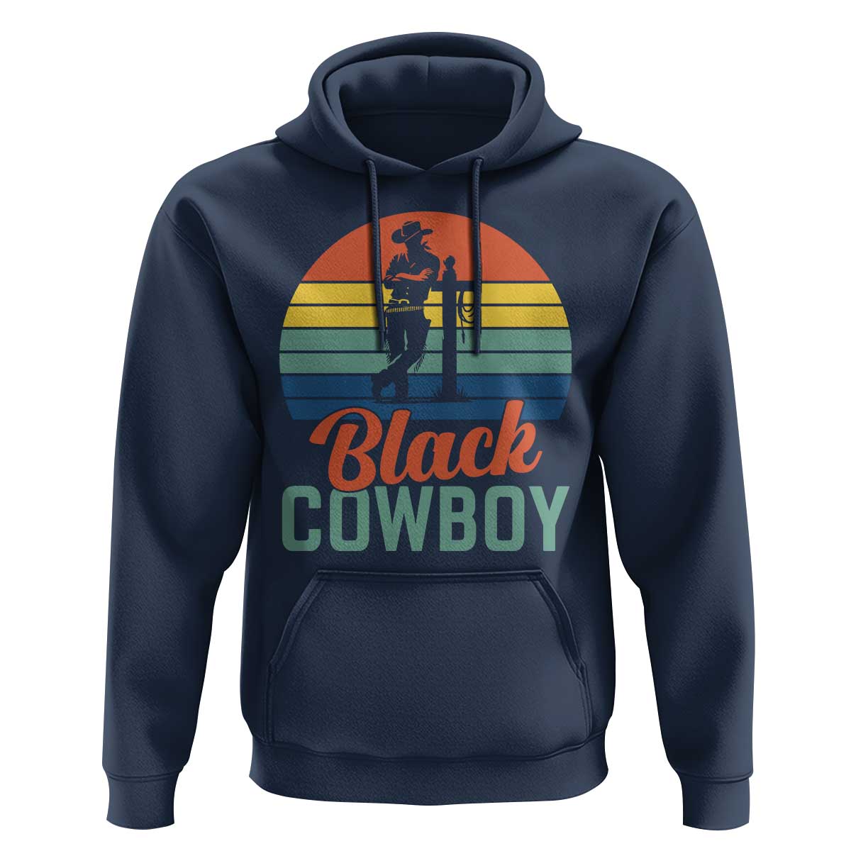 Black Cowboy Sunset Hoodie Western Rodeo Cross - Wonder Print Shop