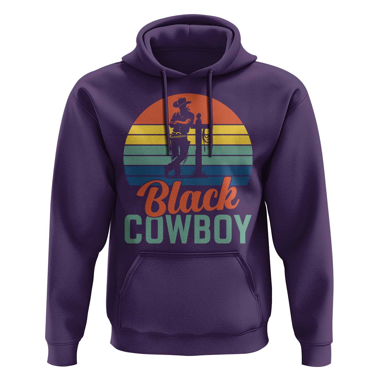 Black Cowboy Sunset Hoodie Western Rodeo Cross - Wonder Print Shop