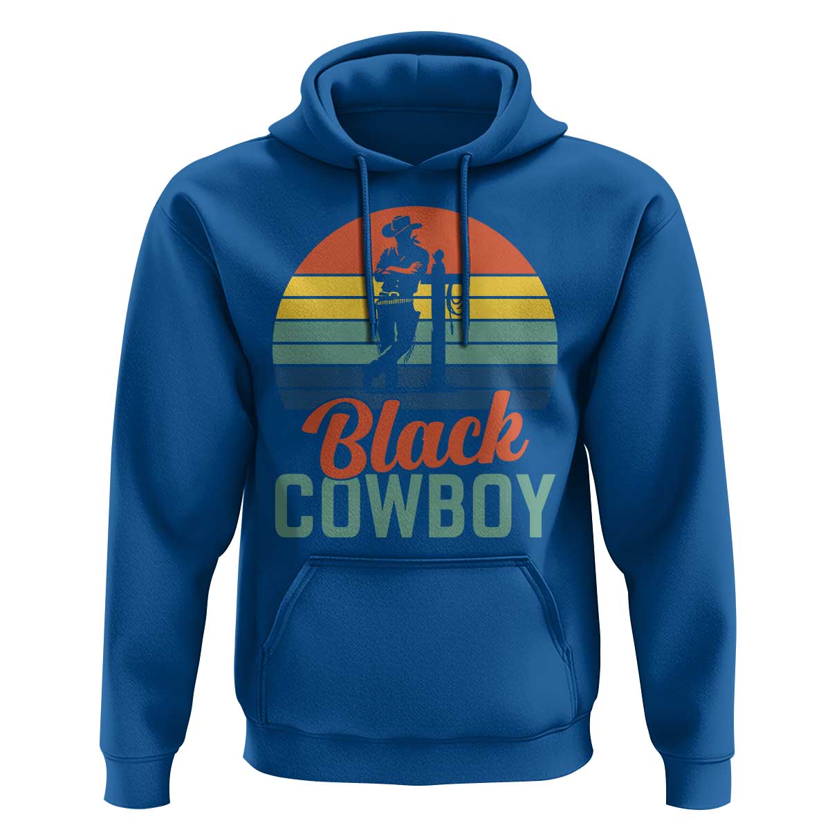 Black Cowboy Sunset Hoodie Western Rodeo Cross - Wonder Print Shop
