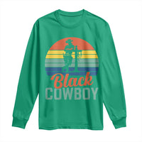 Black Cowboy Sunset Long Sleeve Shirt Western Rodeo Cross - Wonder Print Shop